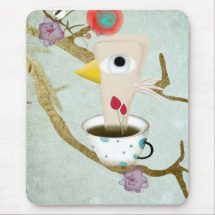 Tapis De Souris Bonjour insecte laid art aqua rose Mousepad