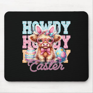 Tapis De Souris Bonjour Pâques Vache Mignonne Pâques Western Lapin