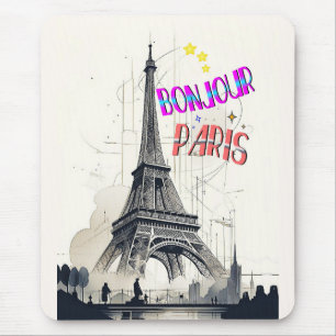 Tapis De Souris Bonjour Paris coloré