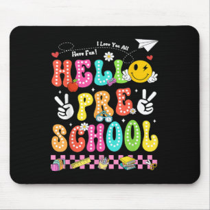 Tapis De Souris Bonjour Préscolaire Sourire Visage Retour À L'Ense