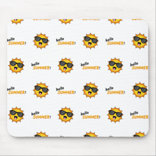 Tapis De Souris Bonjour Summer Sun avec lunettes de soleil
