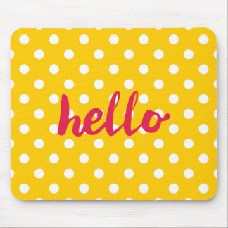 Tapis De Souris Bonjour sur arrière - plan pois jaune pastel