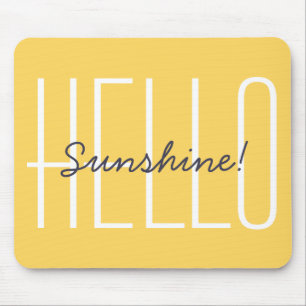 Tapis De Souris Bonjour Typographie Moderne Jaune Soleil