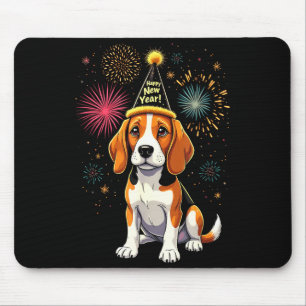 Tapis De Souris Bonne année 2025 Eve Feu d'artifice Chien Drôle Be