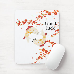 Tapis De Souris Bonne chance Poisson Koi avec Sakura   Japonais él