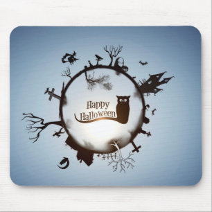 Tapis De Souris Bonne Halloween Chouette Éffrayante Mousepad