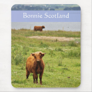 Tapis De Souris 'Bonnie Scotland' avec Young Highland Cow Photo