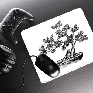 Tapis De Souris Bonsai - Style chinois - noir et blanc