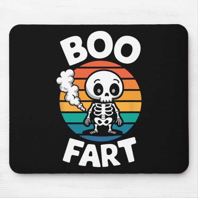 Tapis De Souris Boo Fart Drôle Farny Skeleton Pour Halloween (Devant)