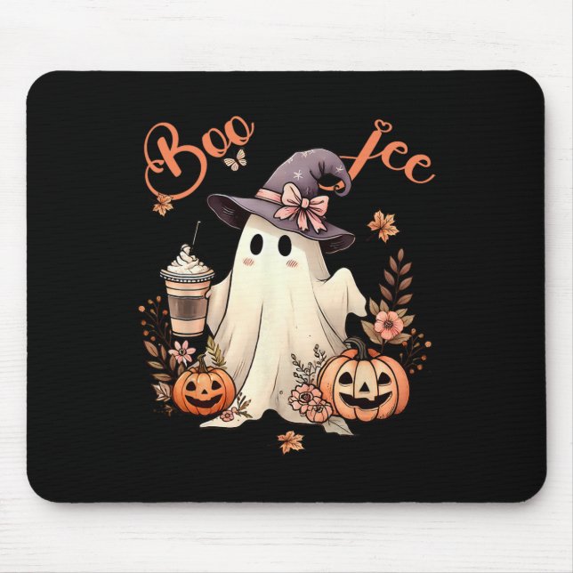 Tapis De Souris Boo Jee Ghost Boire Café Coquette Bow Hallowe (Devant)