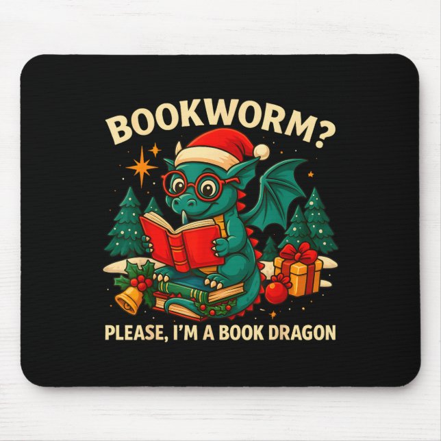 Tapis De Souris Book Dragon Christmas Reading Gift For Fantasy Lov (Devant)