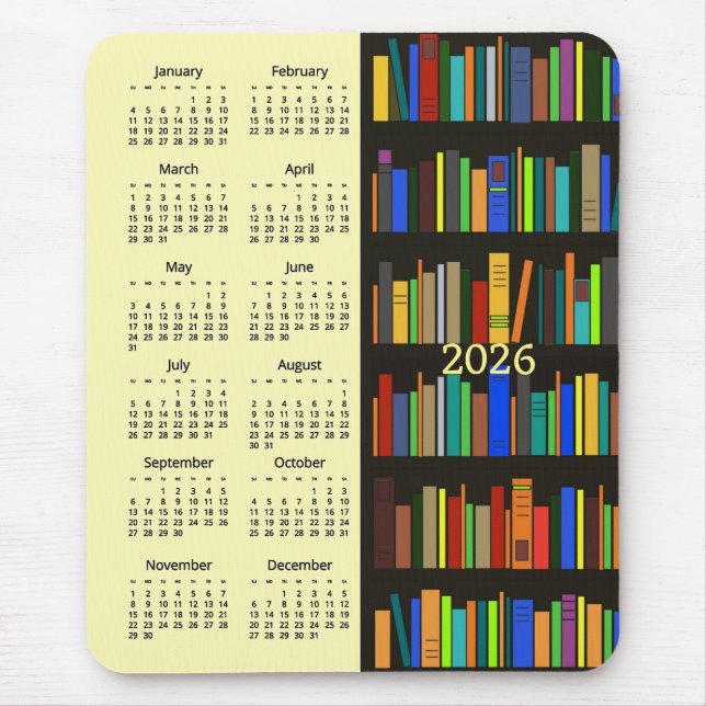 Tapis De Souris Bookshelves 2026 Calendar Mousepad (Devant)
