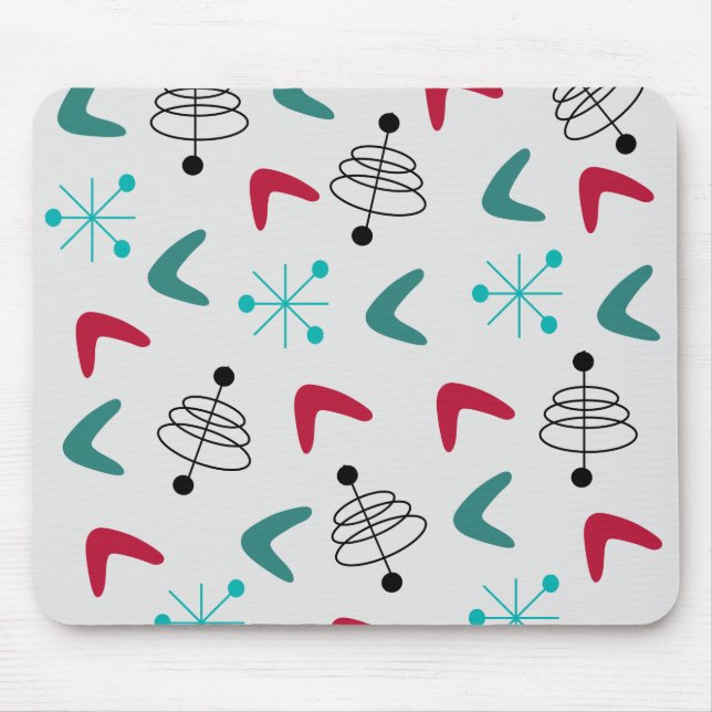 Tapis De Souris Boomerangs Atomiques Moderne de Milieu de Siècle  (Devant)