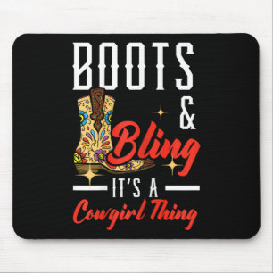 Tapis De Souris Boots & ; Bling Son Une Femme Rodéo Wester
