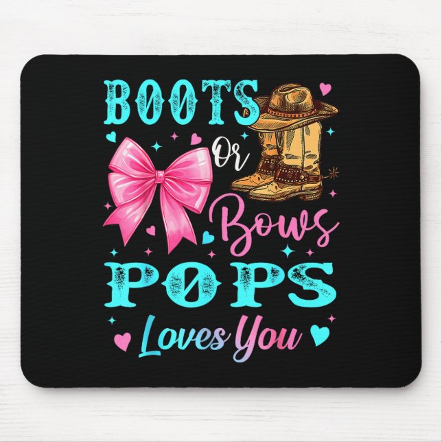 Tapis De Souris Boots Or Bows Ps Loves You Gender Reveal Family  (Devant)