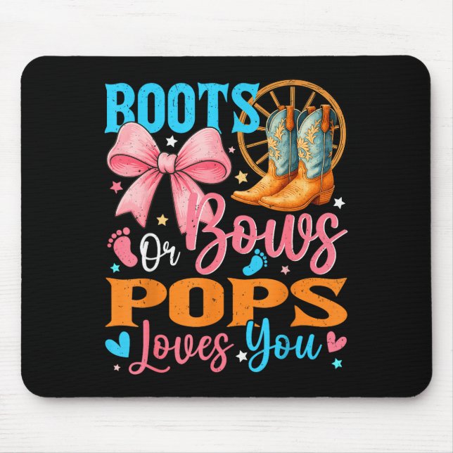 Tapis De Souris Boots Or Bows Ps Loves You Gender Reveal Family  (Devant)