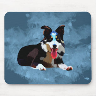 Tapis De Souris Bordure Collie Chien Aquarelle Portrait