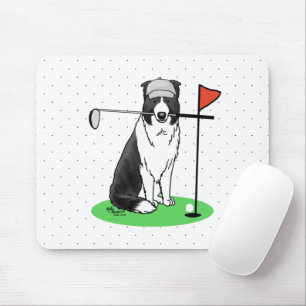 Tapis De Souris Bordure Collie Chien Jouer Golf (noir & blanc) Amu