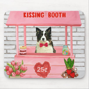 Tapis De Souris Bordure Collie Chien Saint Valentin Baiser Booth