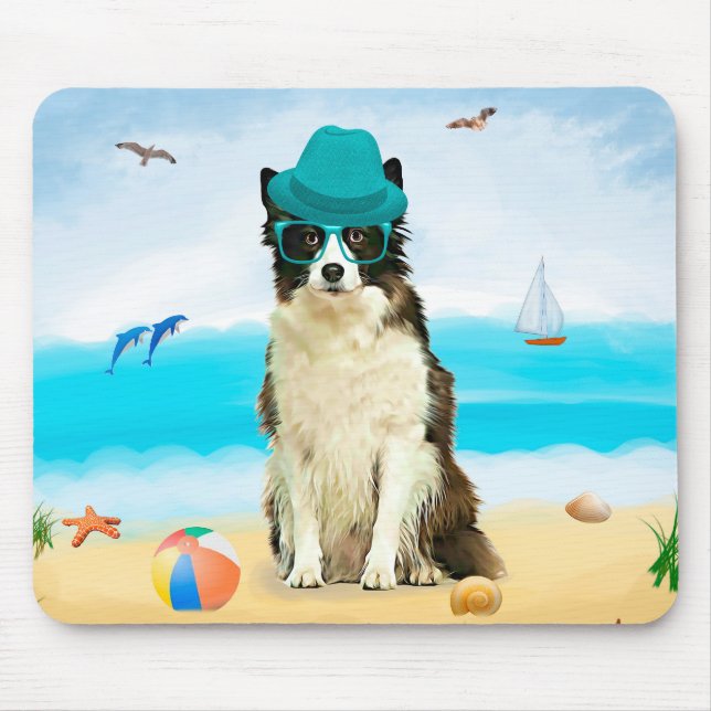 Tapis De Souris Bordure Collie Chien sur l'oreiller de plage (Devant)