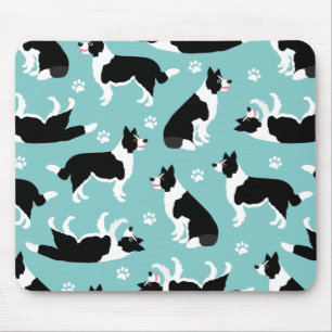 Tapis De Souris Bordure Collie et Empreinte de patte