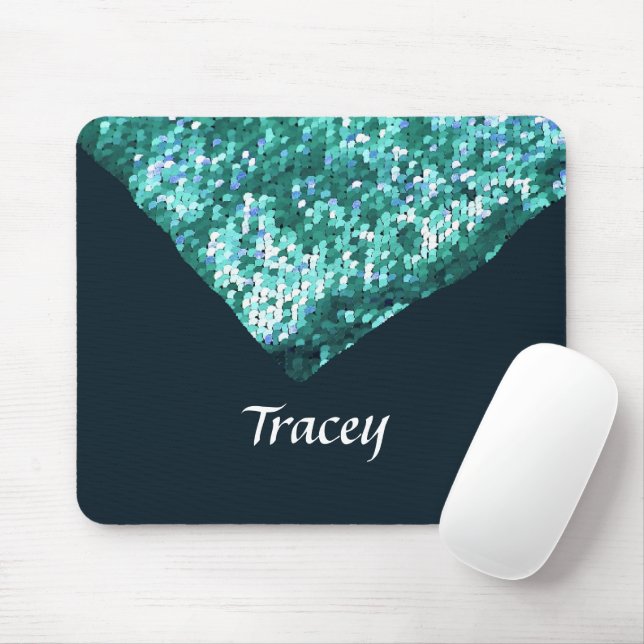 Tapis De Souris Bordure de paillettes bleues (Avec souris)