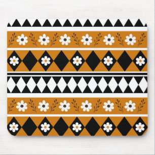 Tapis De Souris Bordure Fleur Diamant Boho Motif Floral