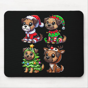 Tapis De Souris Bordure Terrier Arbre de Noël Père Noël Costume el