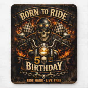 Tapis De Souris Born to Ride 50th Birthday Biker Skull Card