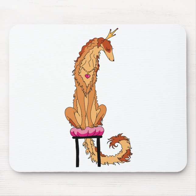 Tapis De Souris Borzoi Princesses Rouge et Or (Devant)