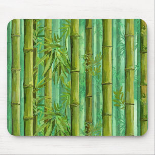 Tapis De Souris Bosquet de bambou jungle Verts chauds et frais
