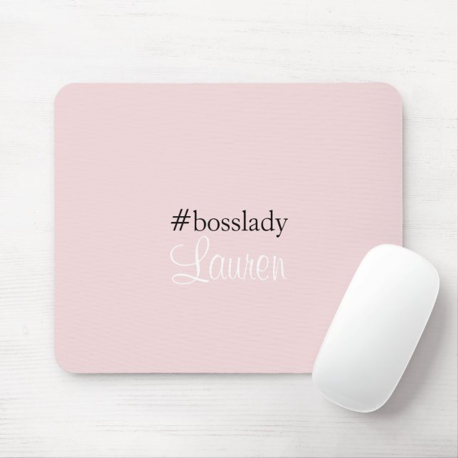 Tapis De Souris #Bosslady | Rose | Calligraphie | Nom personnalisé (Avec souris)