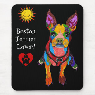 Tapis De Souris Boston mignon et coloré Terrier Mousepad