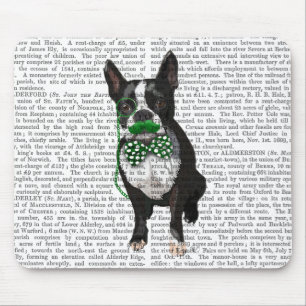 Tapis De Souris Boston Terrier Avec Moustache Verte Et Pot