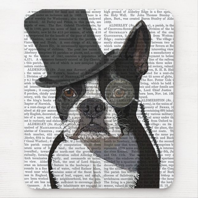 Tapis De Souris Boston Terrier, Formal Hound et Casquette (Devant)