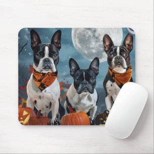 Tapis De Souris boston terrier Halloween Éffrayant