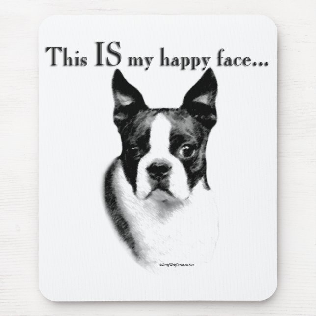 Tapis De Souris Boston Terrier Joyeux Visage (Devant)
