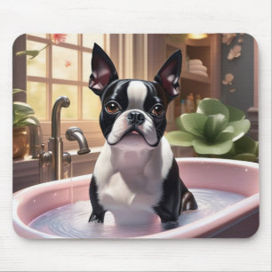 Tapis De Souris Boston Terrier prend un bain de bulle