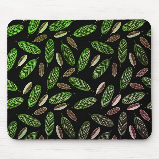 Tapis de souris botanique esthétique noir et vert (Devant)