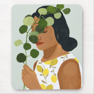 Tapis De Souris Botany Portrait - Femme avec verdure