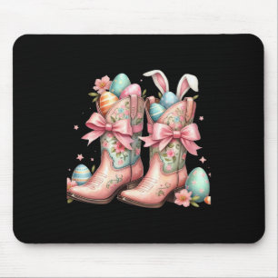 Tapis De Souris Botte de cowboy Coquette Bunny de Pâques Ouest E