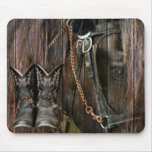 Tapis De Souris Bottes De Cheval Et De Cow-boy De Style Occidental