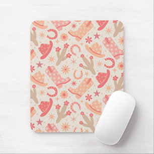 Tapis De Souris Bottes et chapeaux de cowgirl groovy Peach Fuzz