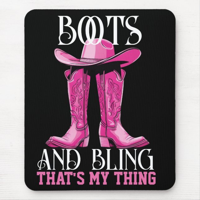 Tapis De Souris Bottes roses et bling c'est mon truc (Devant)