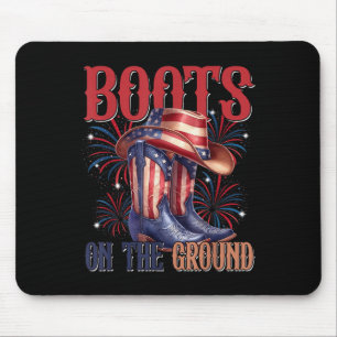 Tapis De Souris Bottes sur le terrain 4 juillet drapeau occidental