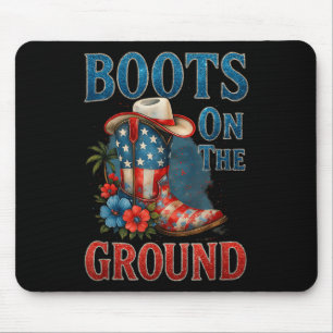 Tapis De Souris Bottes Sur Le Terrain 4 juillet Toute L'Amérique