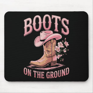 Tapis De Souris Bottes Sur Le Terrain Black Cowgirl Western Où Le