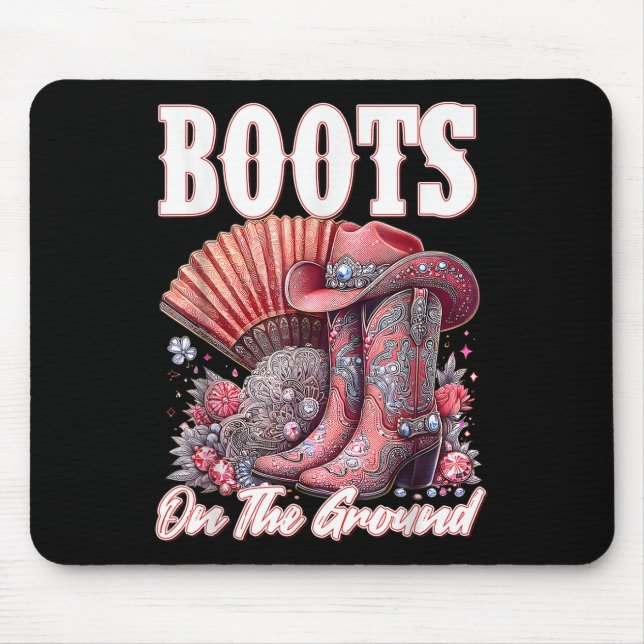 Tapis De Souris Bottes Sur Le Terrain Boot Cowboy Western Cowgirl  (Devant)