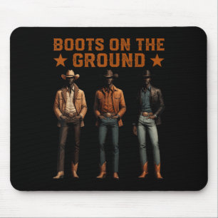 Tapis De Souris Bottes sur le terrain Rodeo Western Cowboys Noirs
