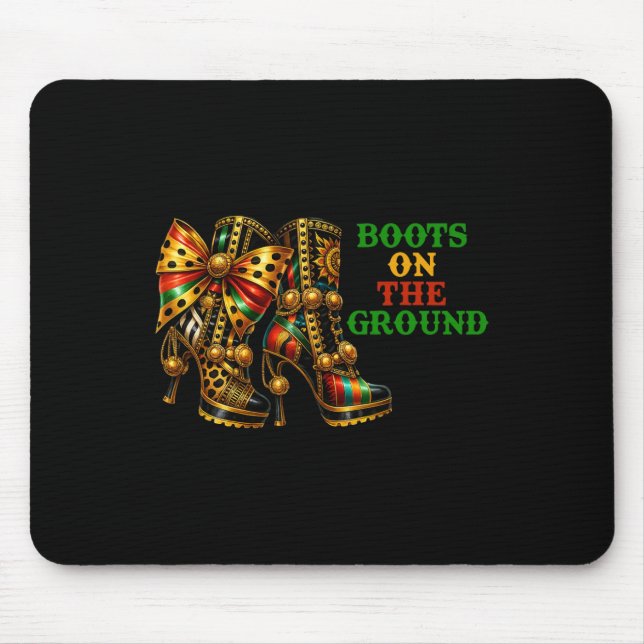 Tapis De Souris Bottes Sur Le Terrain Western Cowboy Boots Junetee (Devant)